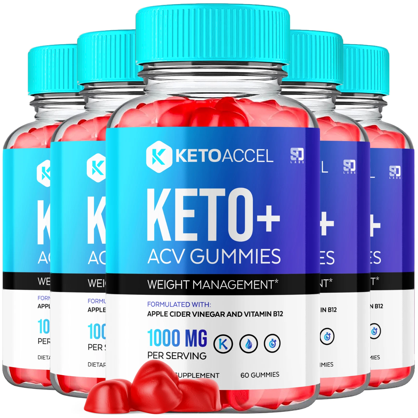 (5 Pack) Keto Accel, Keto Accel ACV Keto Gummies for Weight Loss (300 Gummies)
