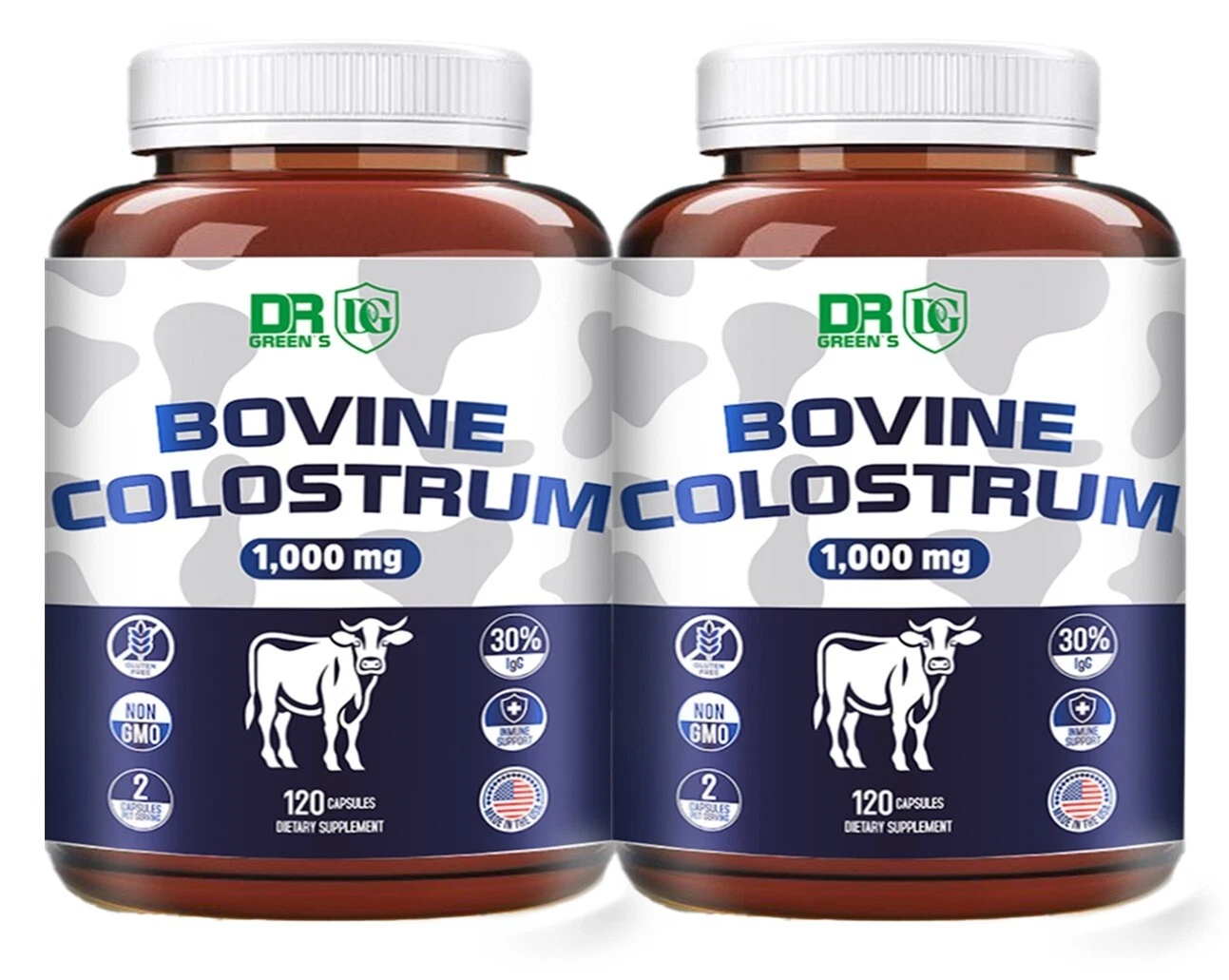 BOVINE COLOSTRUM - Immunity Booster - Digestive Wellness - 240 Caps IN 2 Bottles