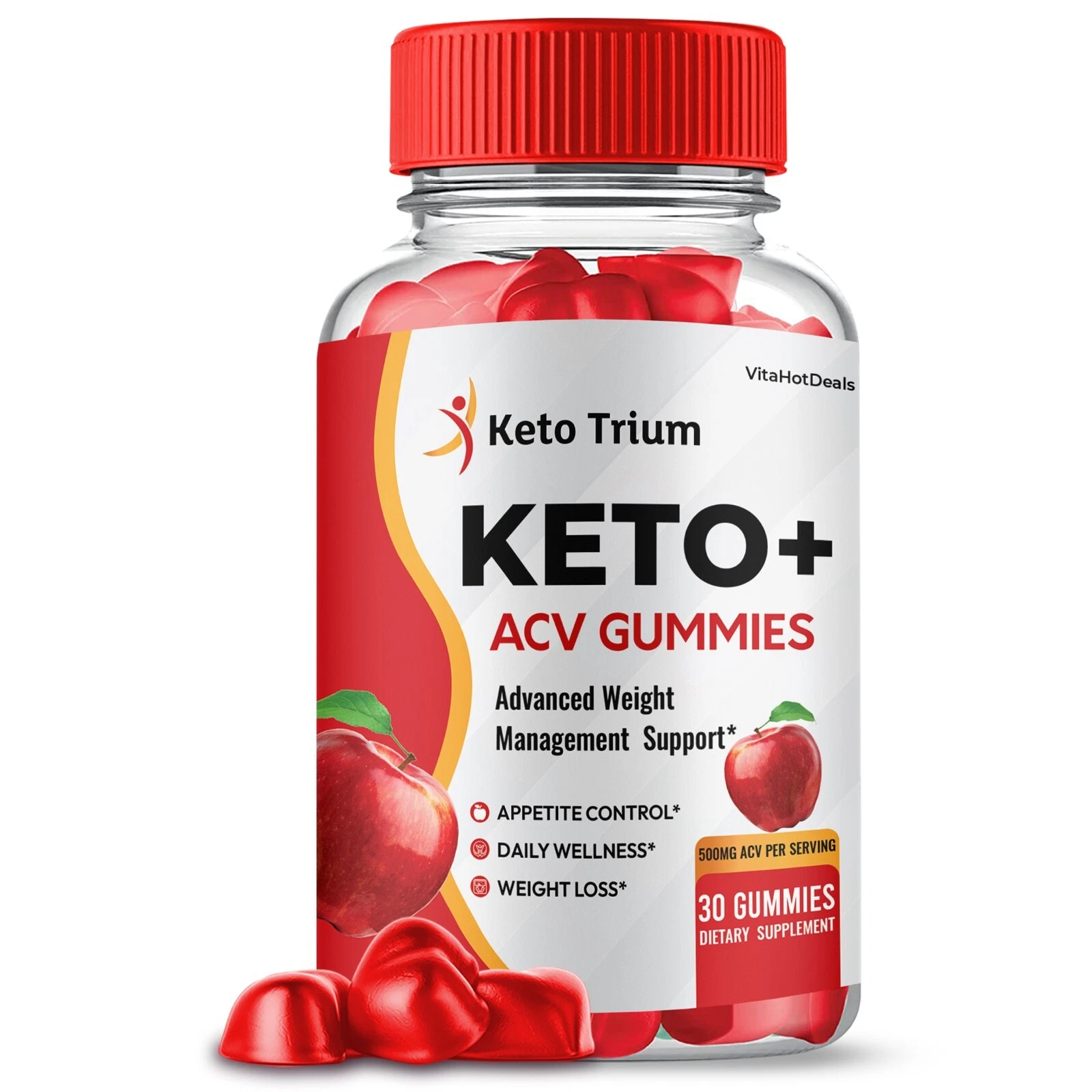 Keto Trium ACV Gummies, Max Strength Formula, Dietary Supplement (1 Pack)