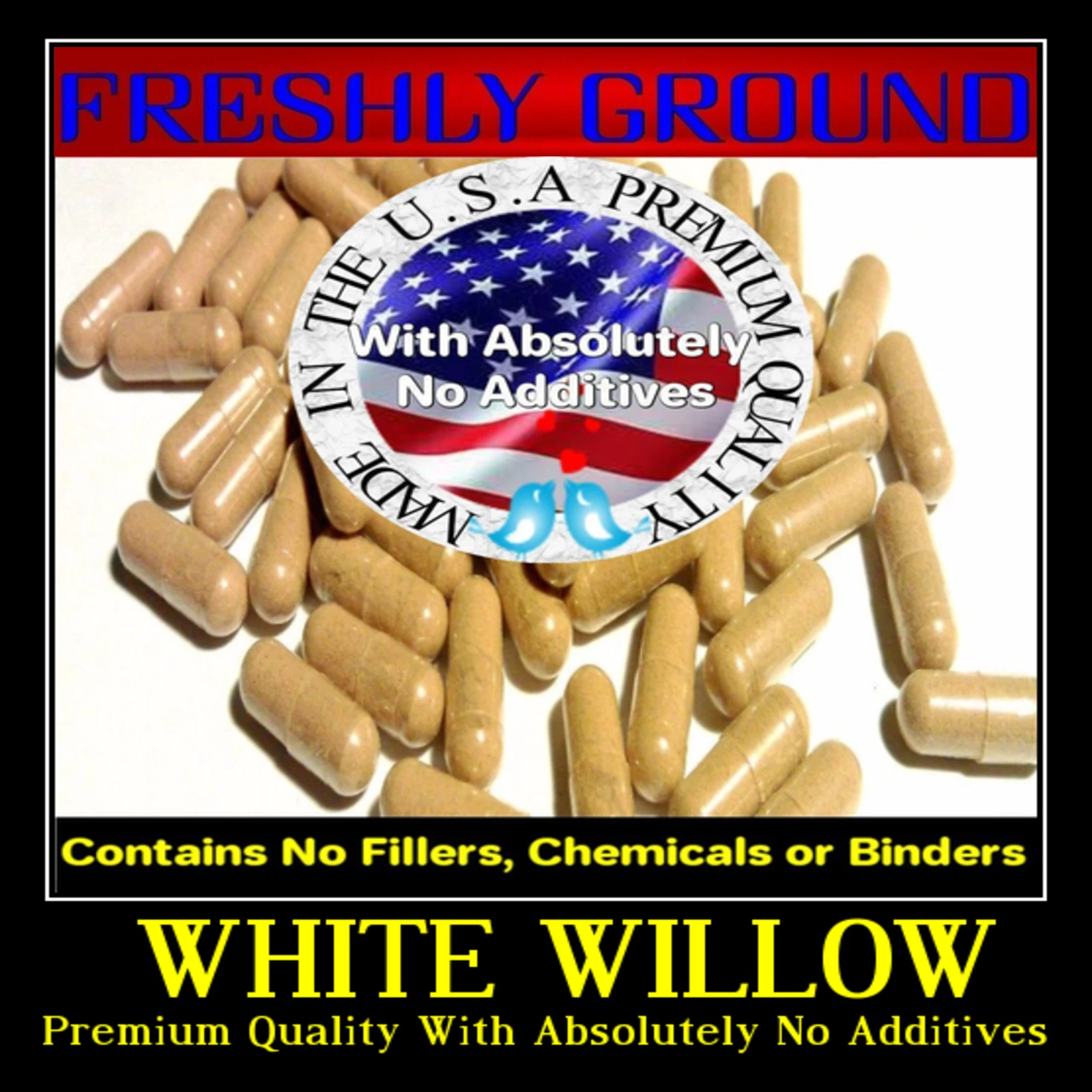 WHITE WILLOW BARK With Absolutely No Additives High Potency 100 Veg Capsules