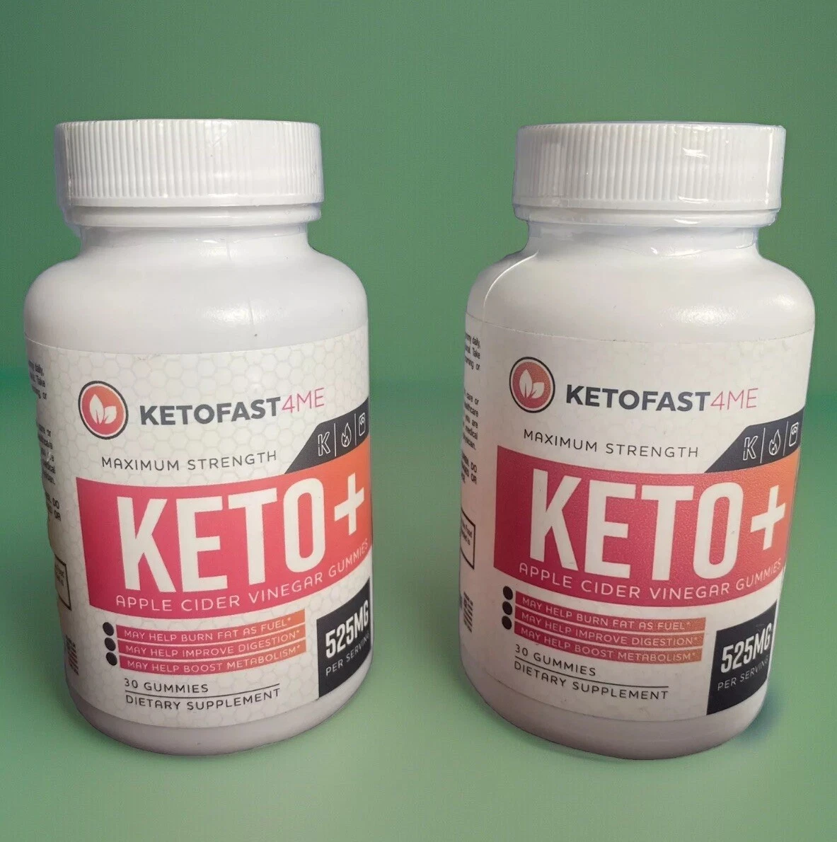 KetoFast4Me Keto+ACV Gummies Max Strength Formula 60 Gummies/2Bottles Exp01/2026