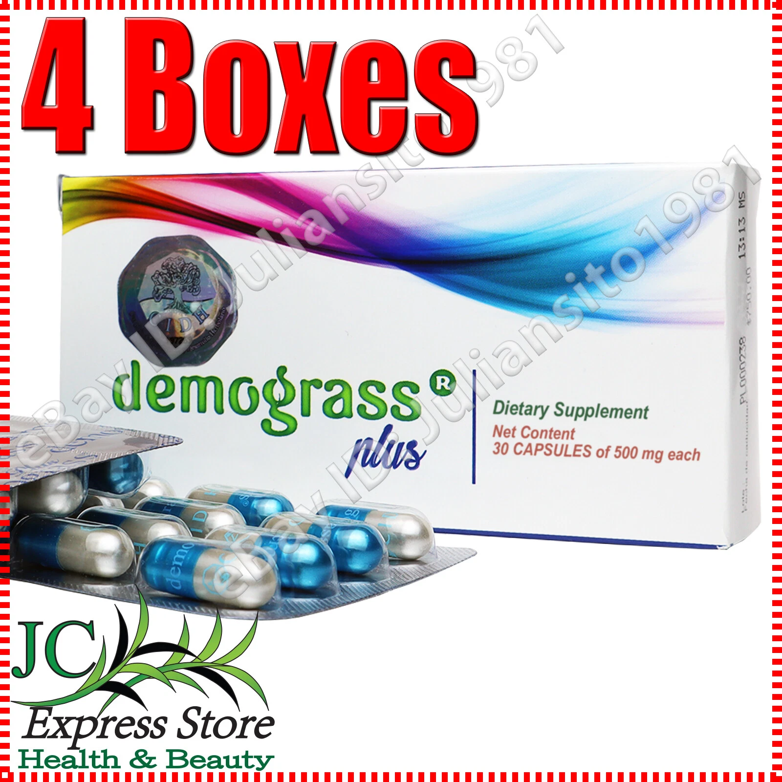 4 BOXES DEMOGRASS PLUS WEIGHT LOSS SUPPLEMENTS 120 CAPSULES 100% ORIGINAL