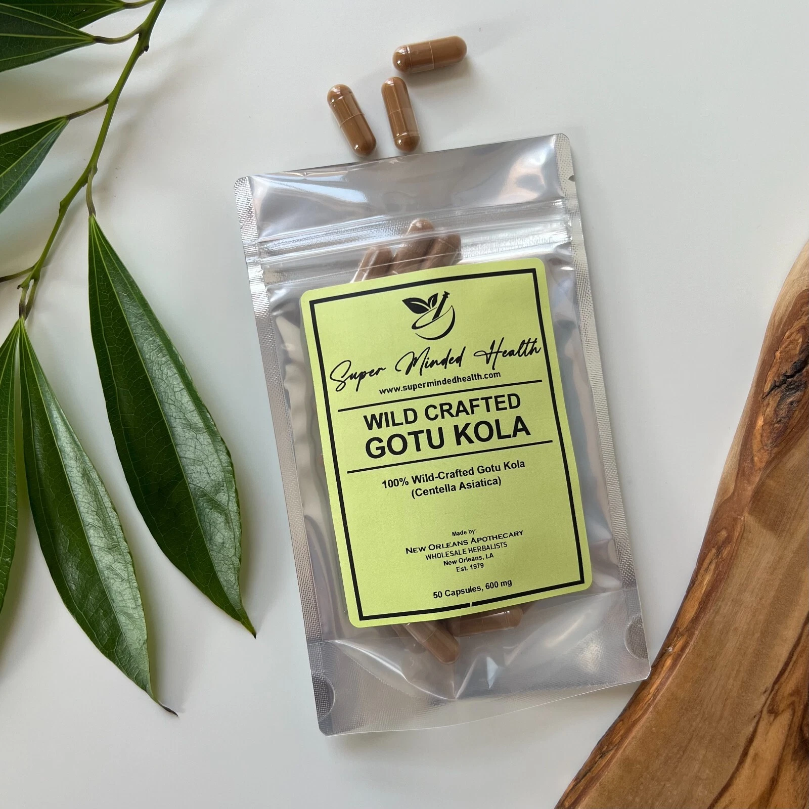 Gotu Kola Capsules | Wild-Crafted | Centella Asiatica | 600mg | K Beauty