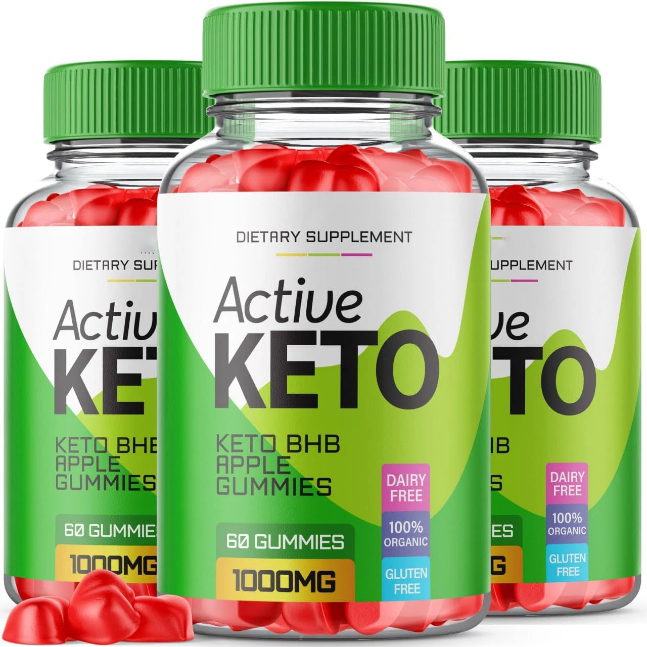 ( 3 Bottle) Active Keto ACV Gummies 1000MG Apple Cider Vinegar - 180 Gummies