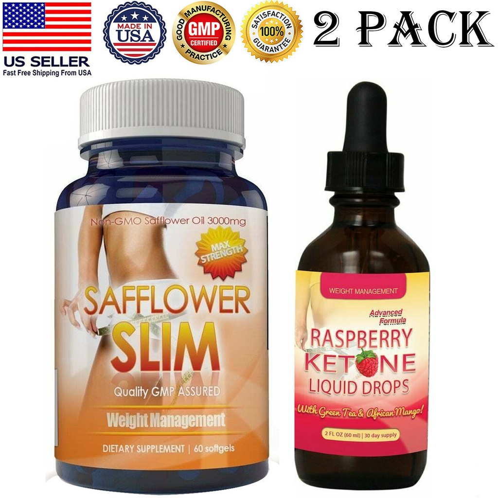CLA Safflower Oil Diet Softgels Caps Raspberry Ketone Weight Loss Liquid Drops