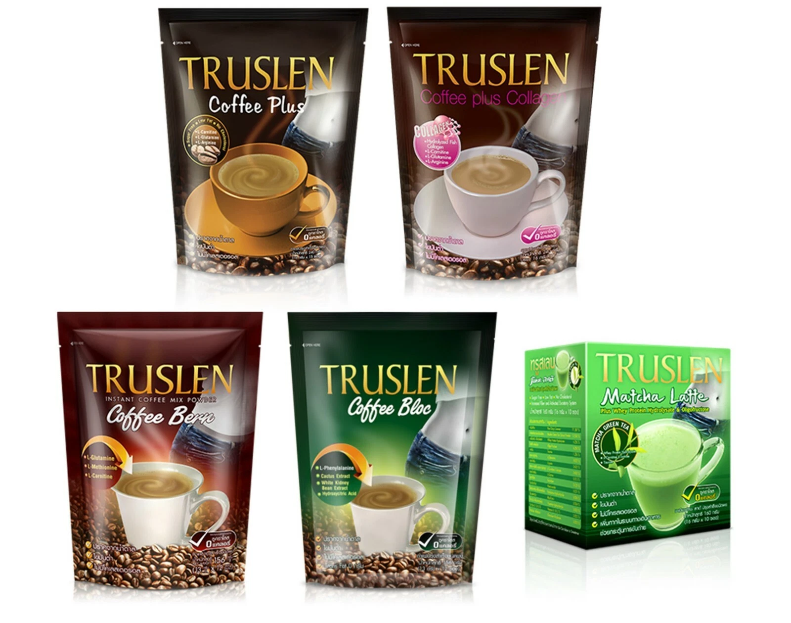 Truslen instant coffee powder diet slimming collagen bloc burn firm matcha latte