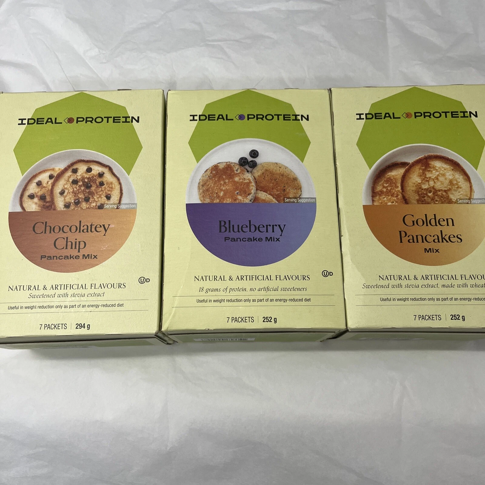 3 boxes Ideal Protein Pancake mix Variety Chocolate Chip, Golden, & Blueberry