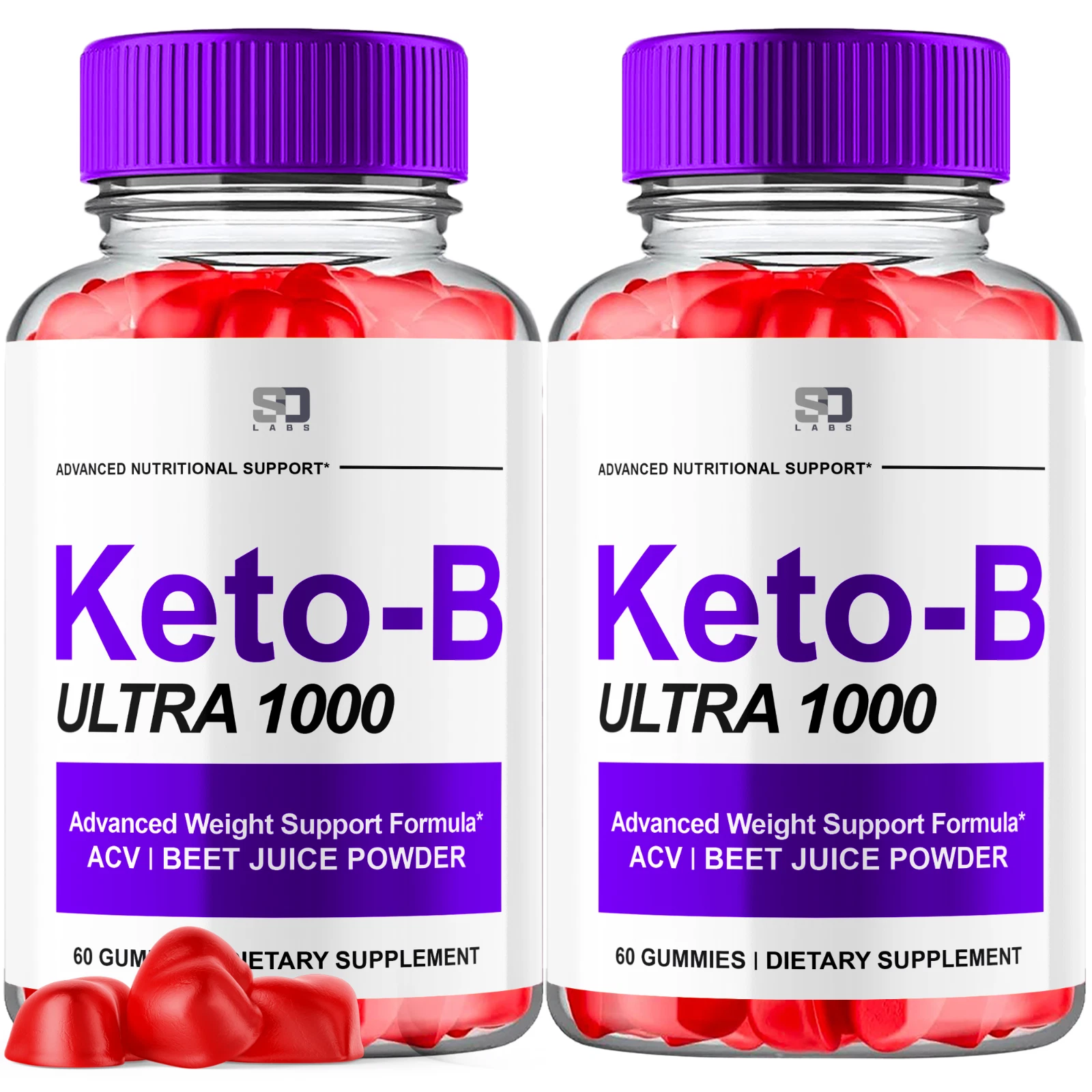 Keto-B Advanced ACV Weight Loss Gummies for Fat Burning and Energy (2 Pack)