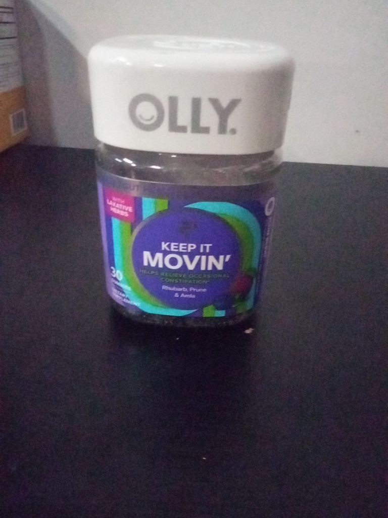 OLLY Keep it Moving Gummy Supplement Constipation Support Rhubarb Prunes 30 Ct