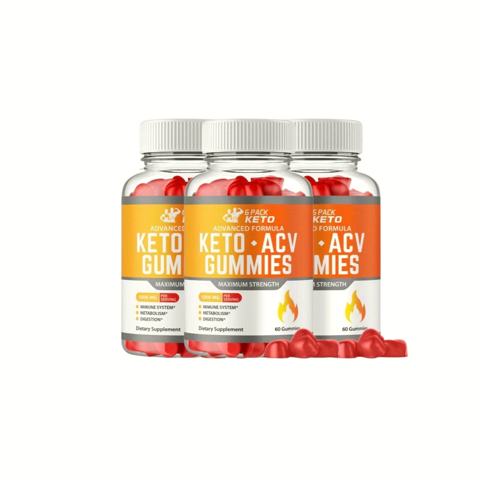 3-Pack 6 Pack Keto Gummies, 6Pack Keto ACV Gummies Six Pack Gummies -180 Gummies