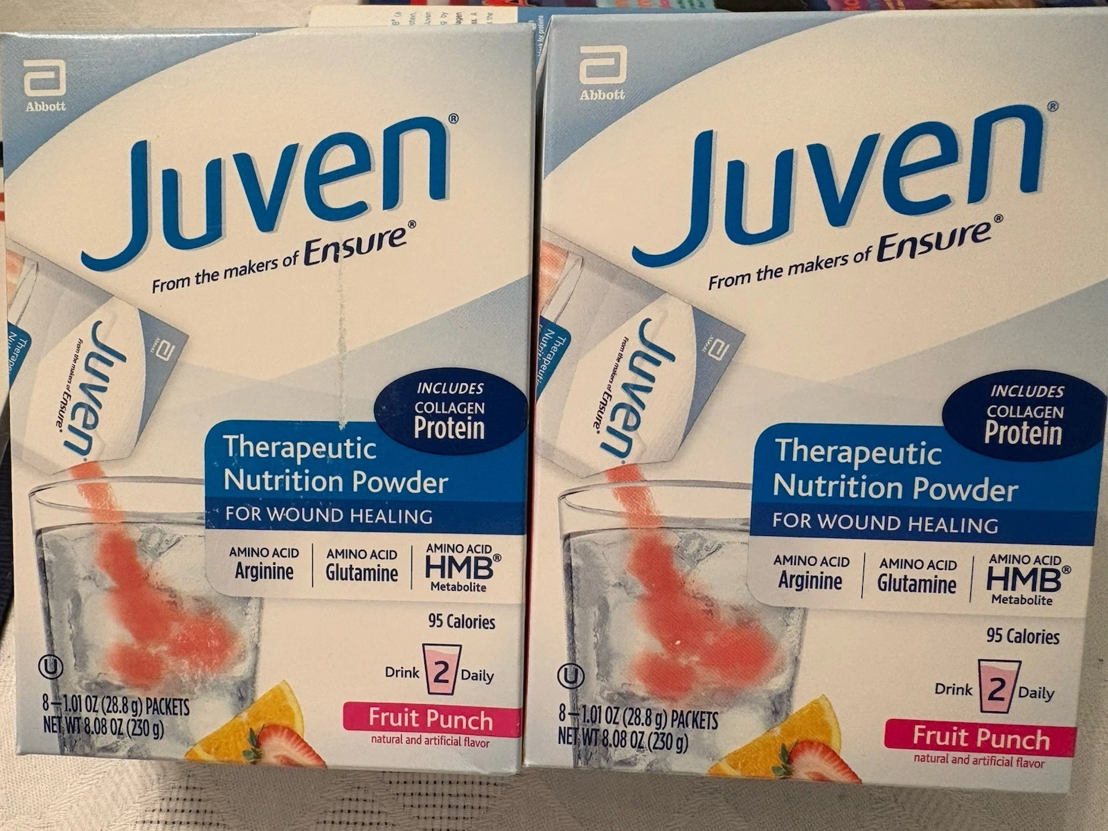 Juven Therapeutic Nutrition Powder Wound Heal 8 CT (Pack of Two) Fruit Punch New