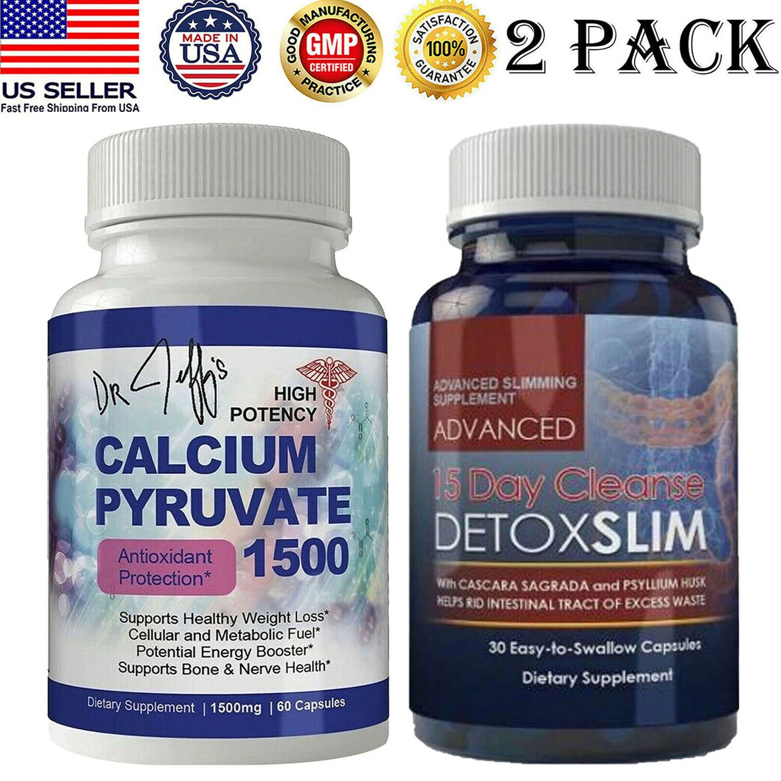 Calcium Pyruvate 1500 Supplements Detox Cleanse Fat Burner Weight Loss Capsules