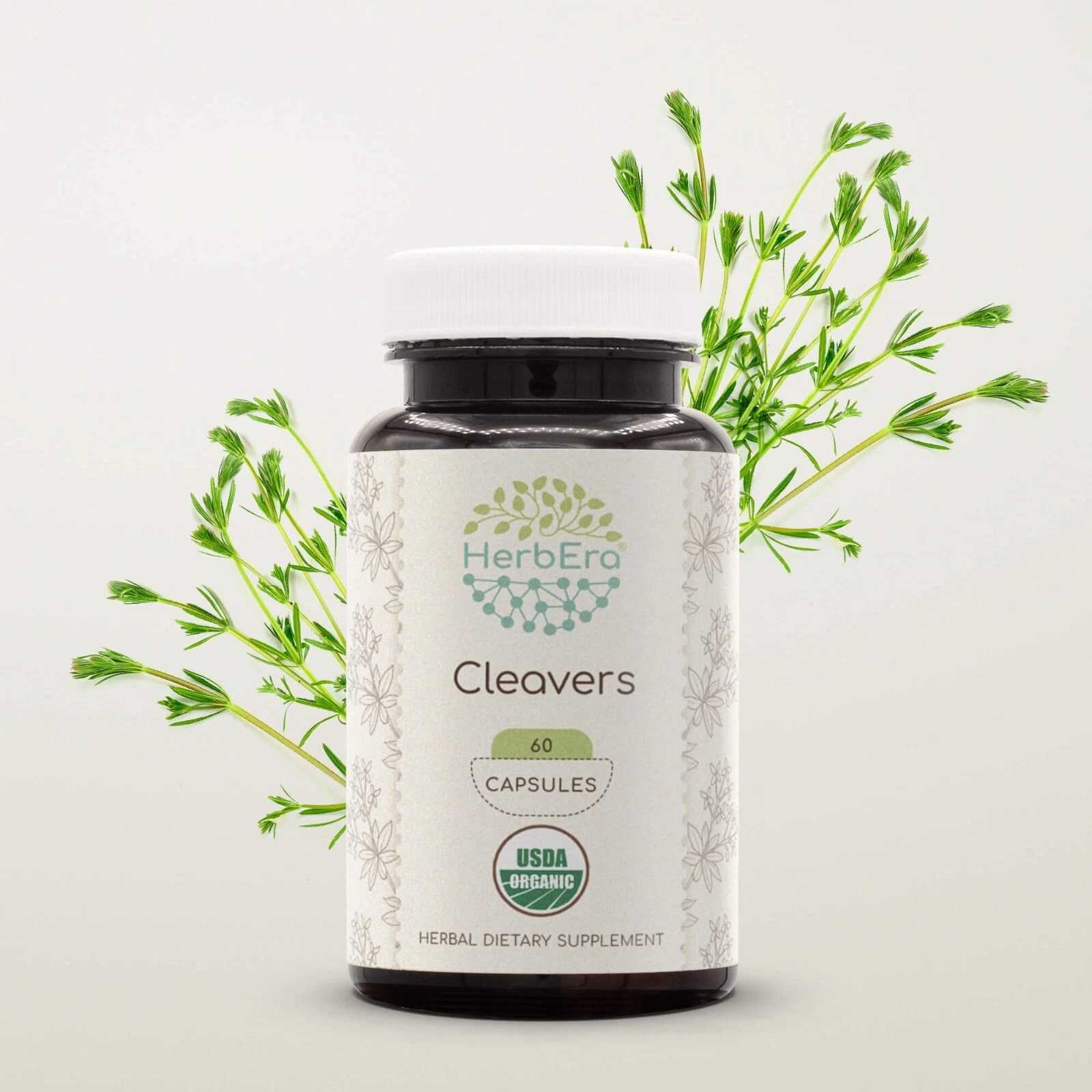 HerbEra Cleavers 60/120 Capsules, 400 mg, Organic (Galium aparine)