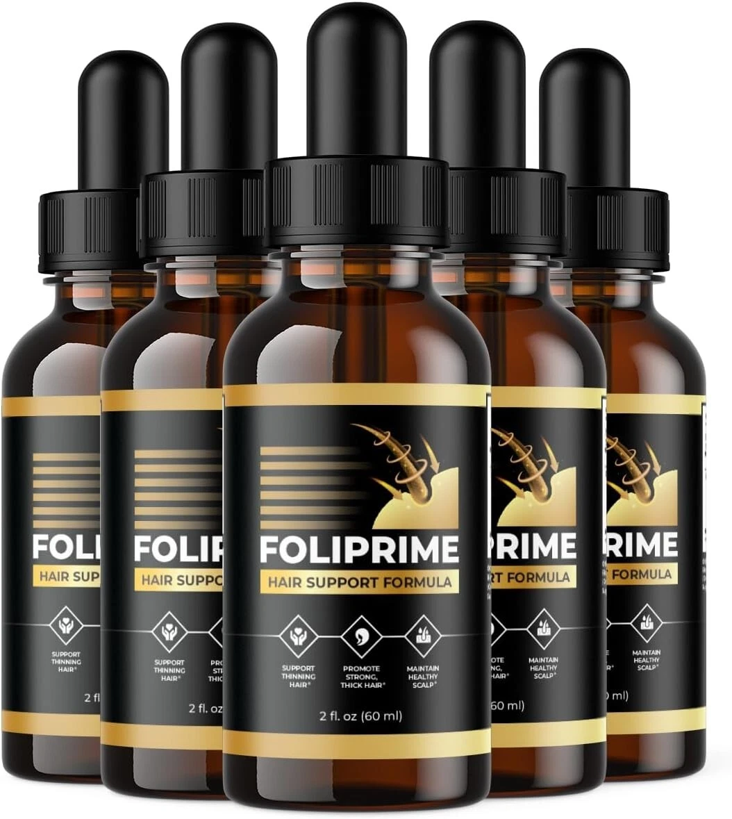 (5 Pack) Foliprime Healthy Hair Support Drops - Safe for All Hair Types (2fl.oz)