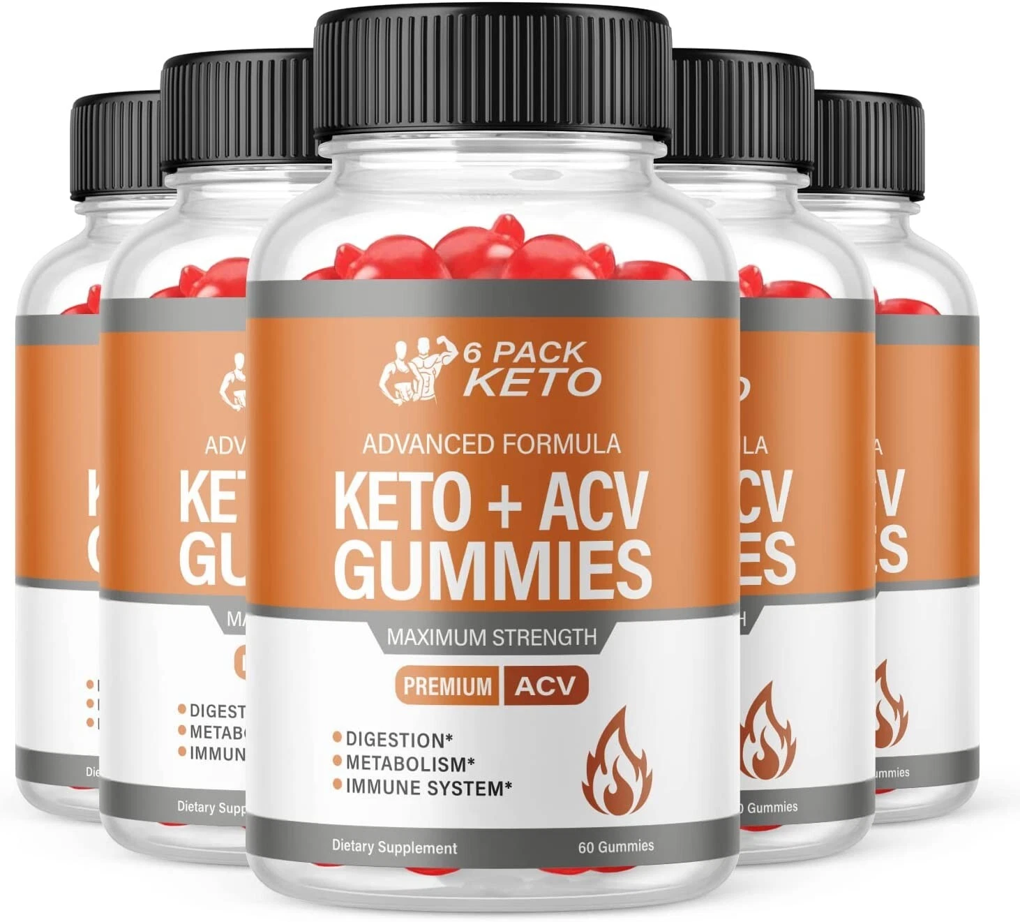 (5-Pack) 6 Pack Keto ACV Gummies, Weight Loss, Fat Burner, Appetite Suppressant
