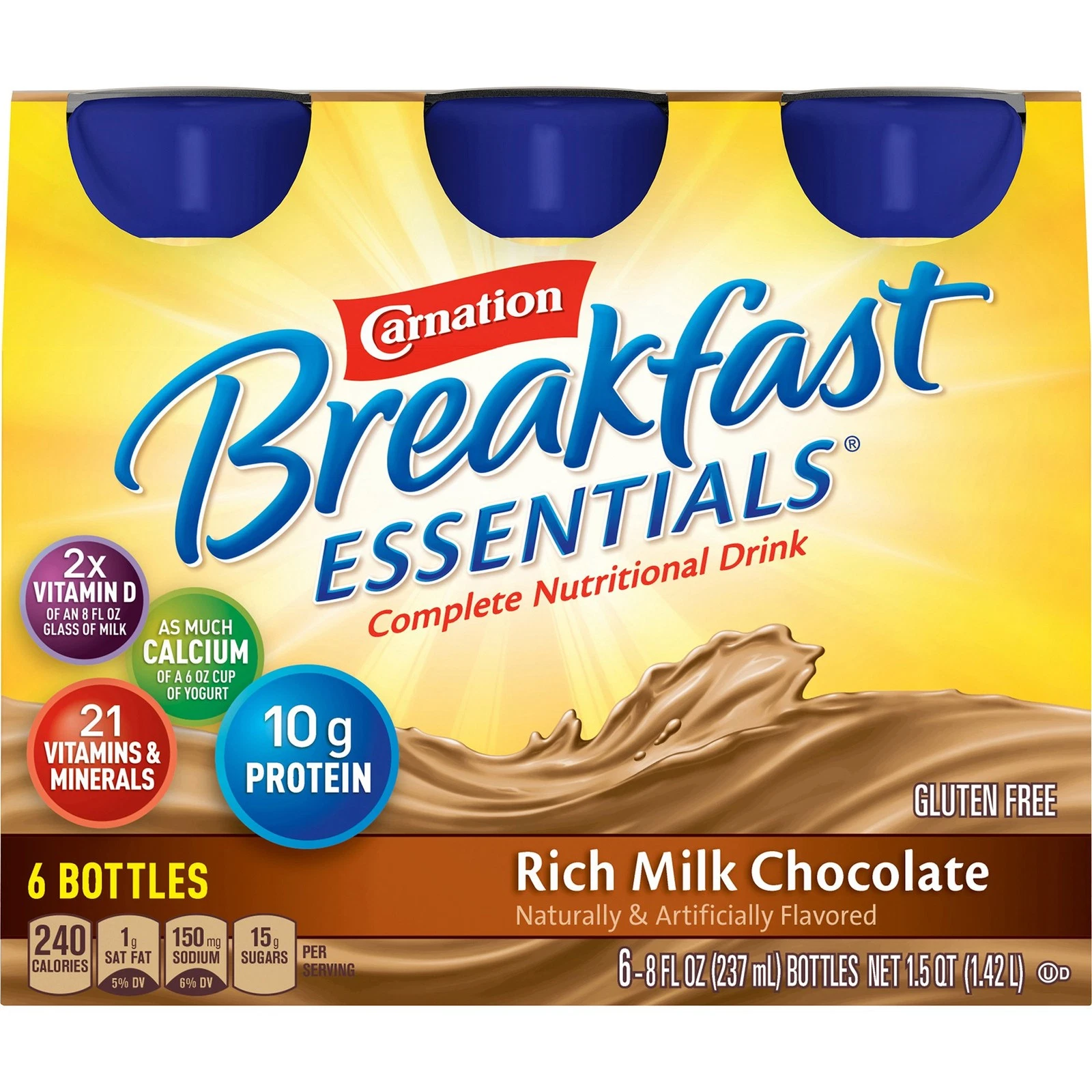 6 Nestle Carnation Breakfast Essentials Nutritional Drink Chocolate 8 oz