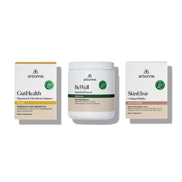 Arbonne Green Gut Glow Set Bundle - Greens Balance Elixir Digestion
