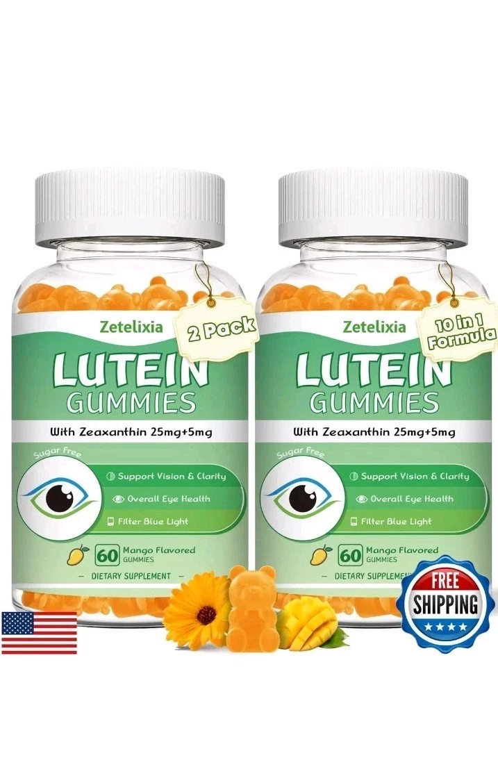 Zetelixia 2 Pack Lutein Gummies Eye Health Supplement for Adults