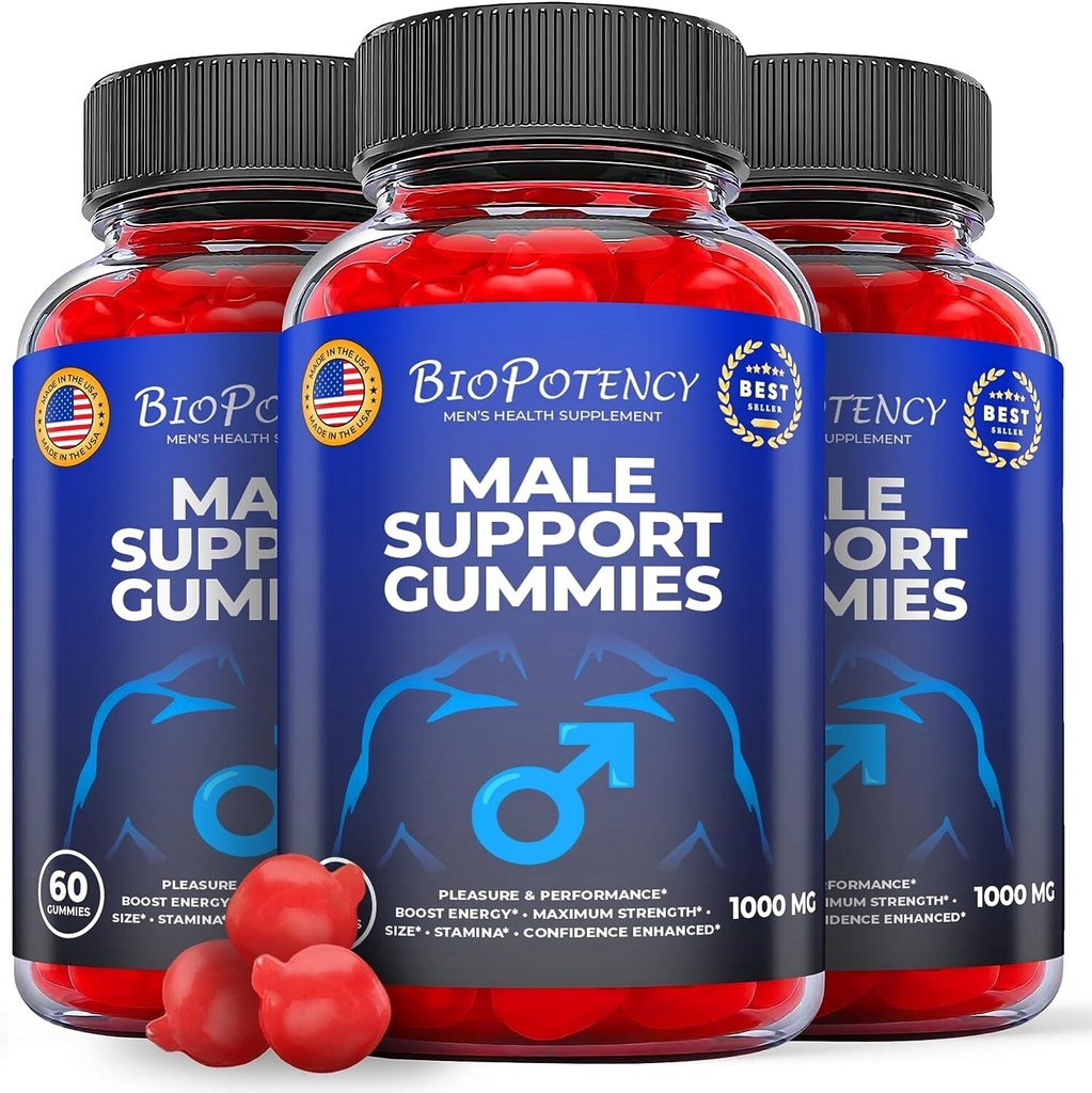 (3 Pack) Biopotency Male Gummies - Male Enhancement Multivitamin - 180 Gummies