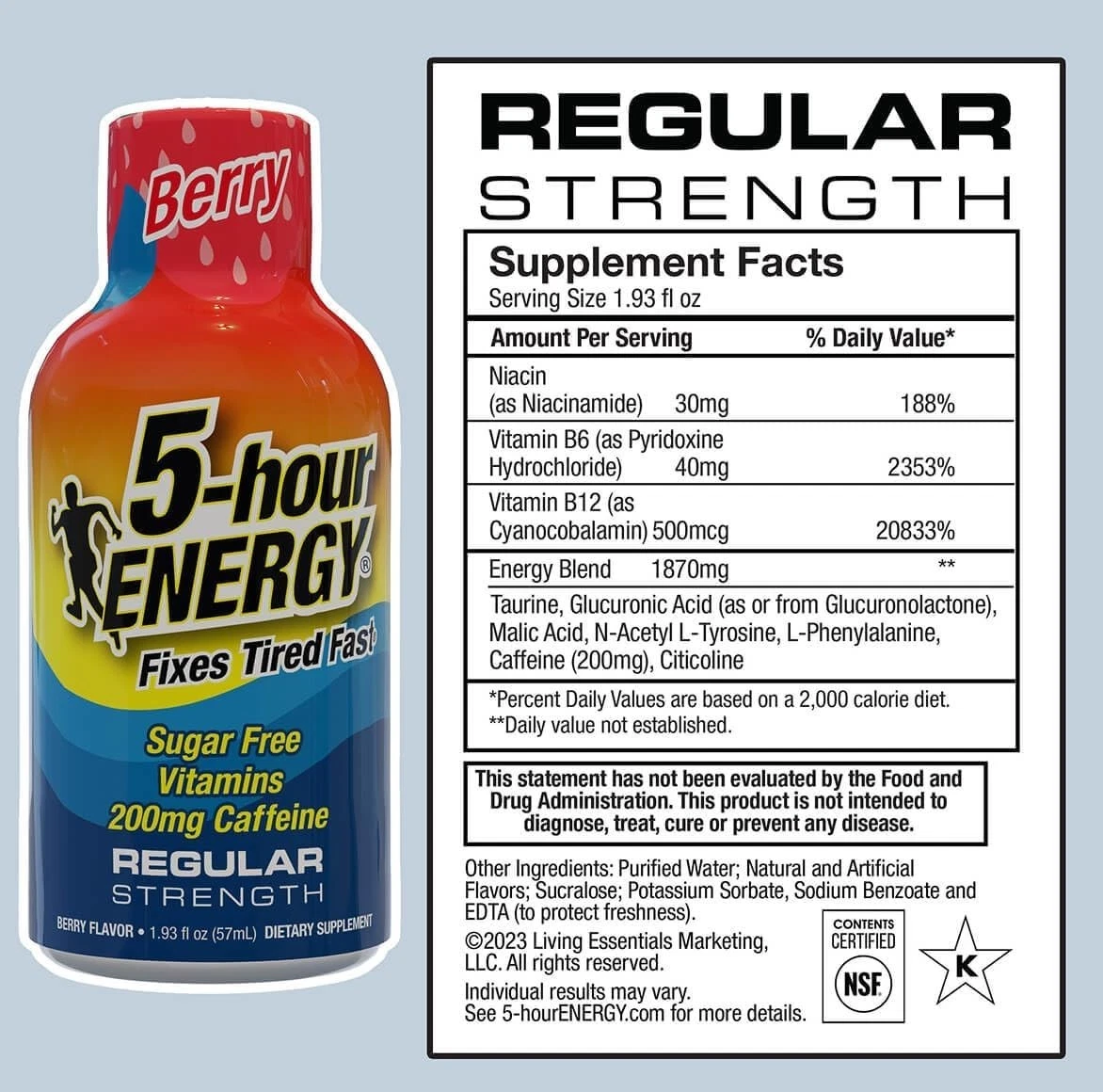 5-hour ENERGY Shot, Regular Strength Berry - 1.93 Ounce, 12 count