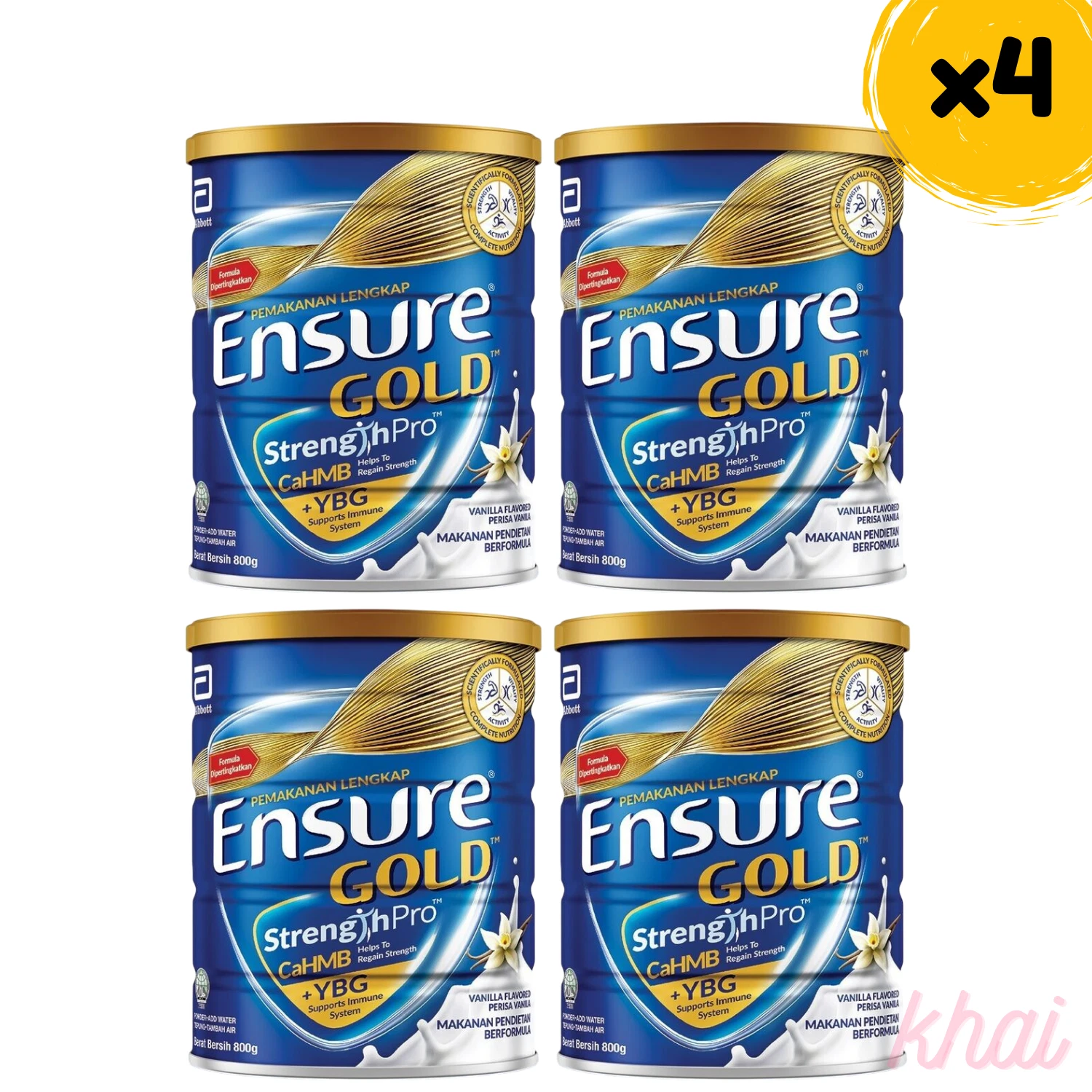 4x Abbott Ensure Gold Vanilla 800g for Middle-Age & Elderly Fast Shipping