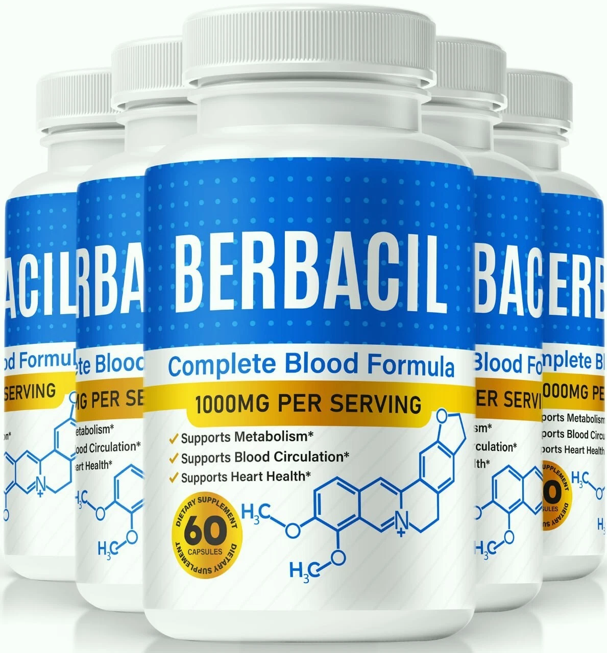 (5 Pack) Berbacil Capsules to Support Healthy Blood Sugar and Pressure Levels