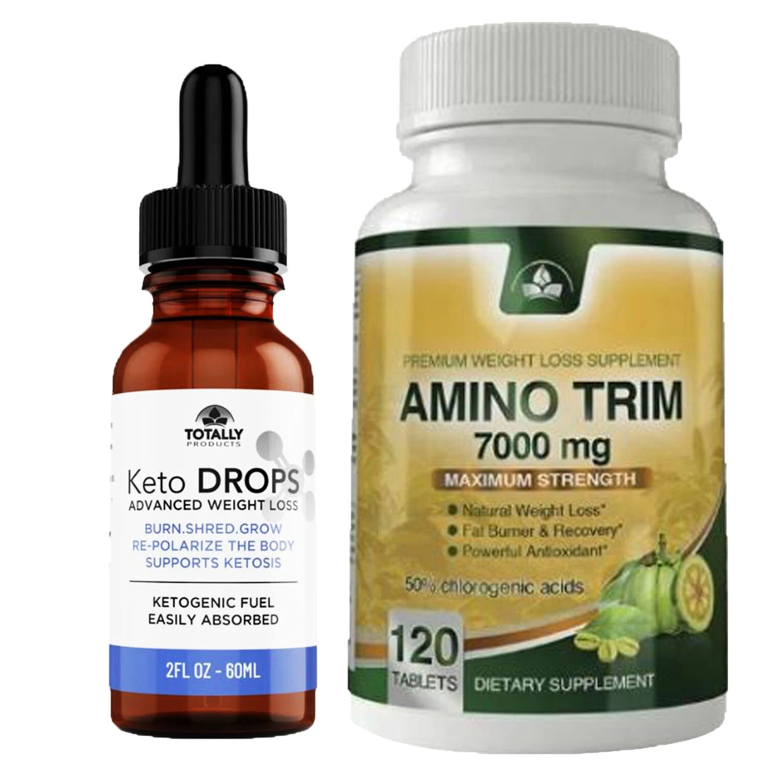 Keto Drops & Amino Trim Advanced Weight Loss Fat Burner Dietary Capsules Combo