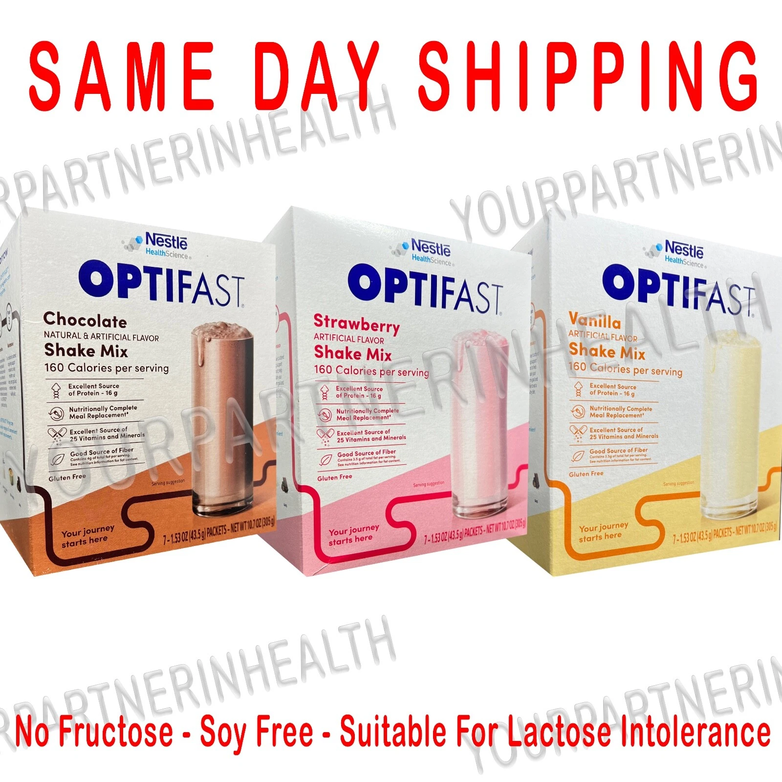 NEW FORMULA OPTIFAST POWDER SHAKE - 6 boxes - COMBO - STRAW-CHOC-VAN 42 SERVINGS