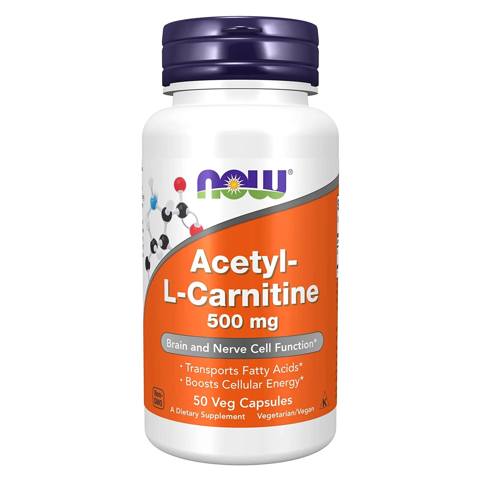 NOW FOODS Acetyl-L-Carnitine 500 mg 50 Veg Capsules