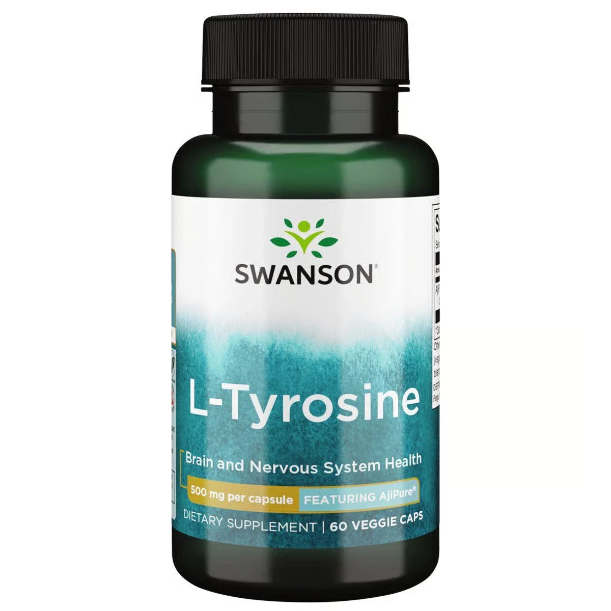 Swanson Ajipure L-Tyrosine, Pharmaceutical Grade 500 mg 60 Veggie Capsules