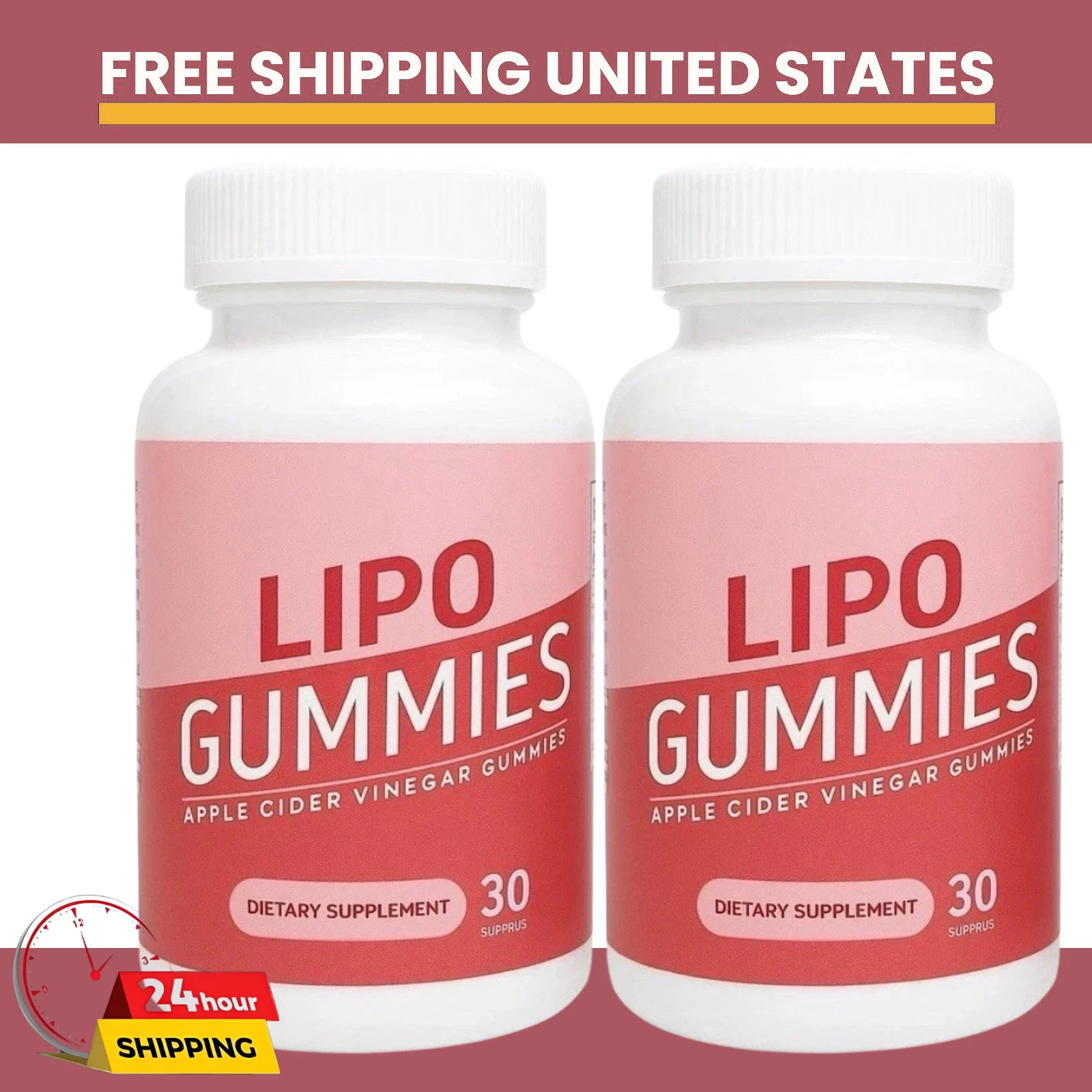 2 x Lipo Gummies Apple Cider Vinegar Gummies 30 Count Each New/Sealed