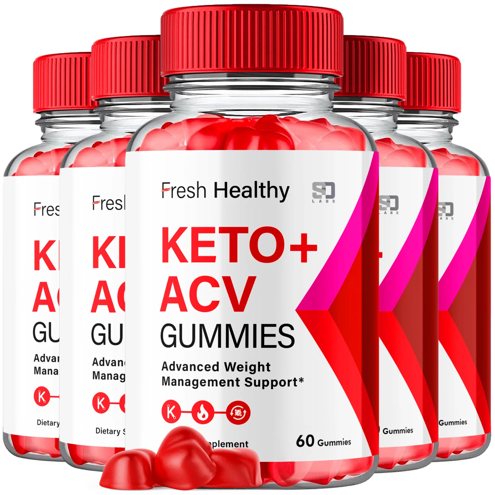 Fresh Healthy Keto+ACV Gummies Advanced Weight Management Support (5 Pack)