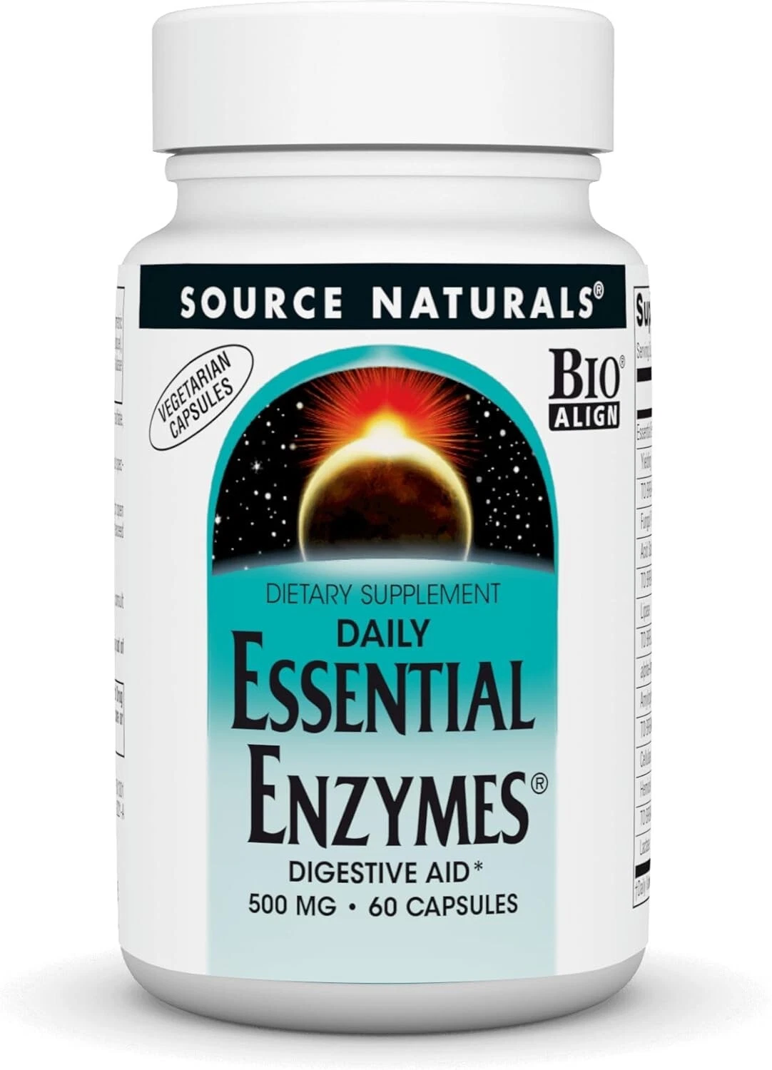 Source Naturals Essential Enzymes 500mg 60 Caps Bio-Aligned Multiple Enzyme
