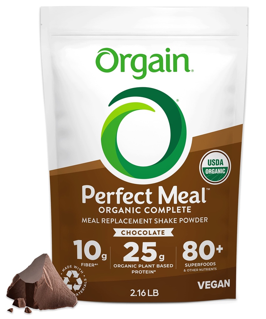 Orgain Perfect Meal Organic Vegan Meal Replacement Protein Powder Chocolate -...