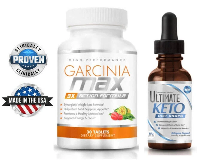 Garcinia Max + Ultimate Keto Drops: 3X Action Weightloss Formula | Boosts Energy