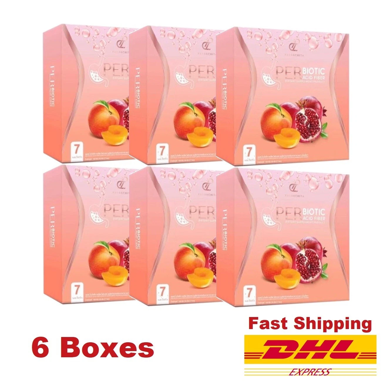 6 x Per Biotic Acid Fiber Pomegranate Detox Weight Management Nature Bright Skin
