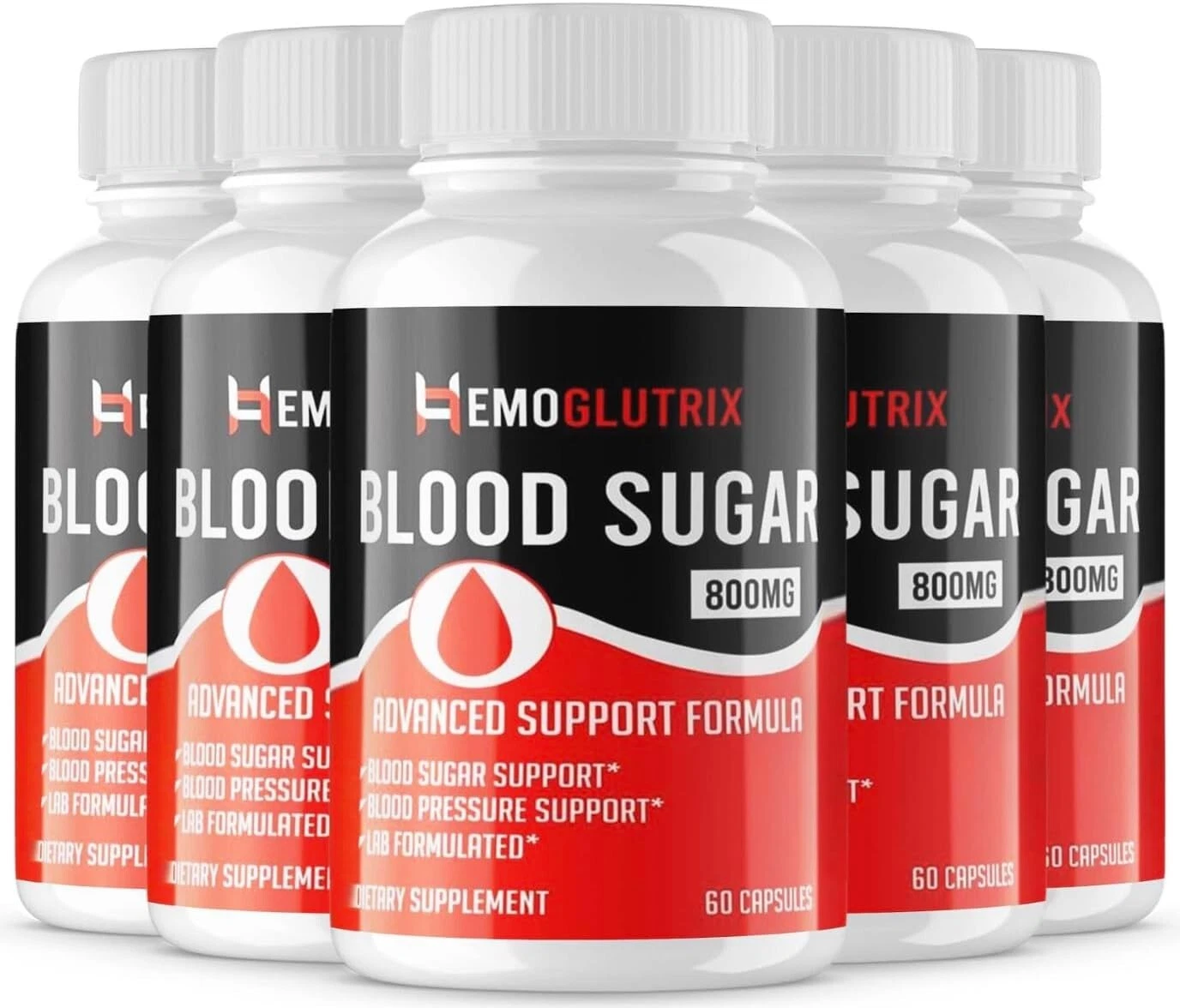 5 Pack - Hemoglutrix Supplement Pills, Supports Blood Sugar, Glucose, Metabolism