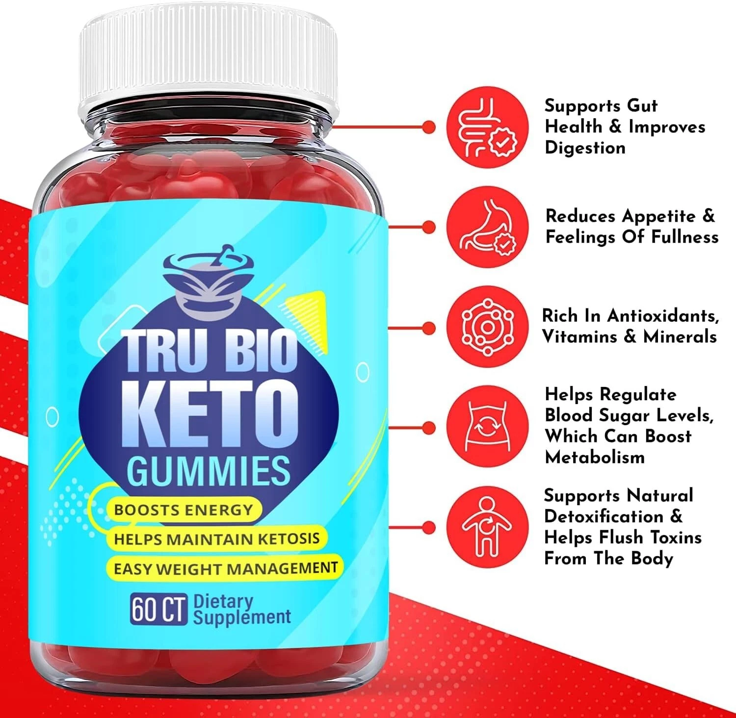 2 Pack - Tru Bio Keto ACV Gummies, Weight Loss, Appetite Suppressant-120 Gummies