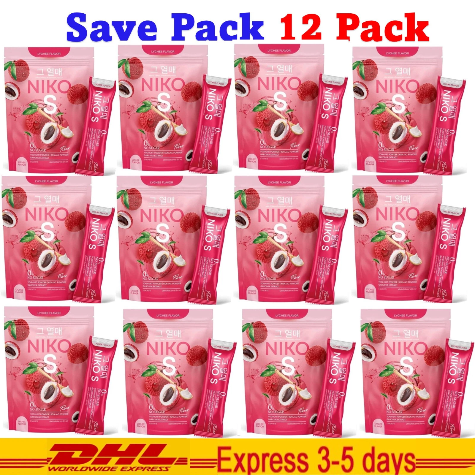 12 X Niko S Fiber Dietary Supplement Weight Control Block Burn Lychee Flavor