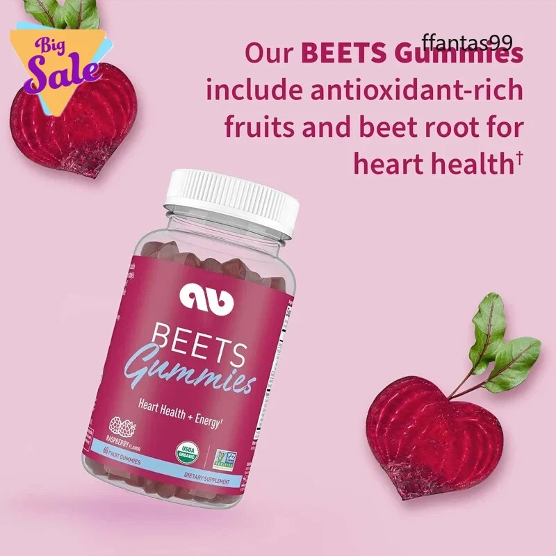 Organic beetroot gummies - vegetarian, gluten free, non GMO, raspberry