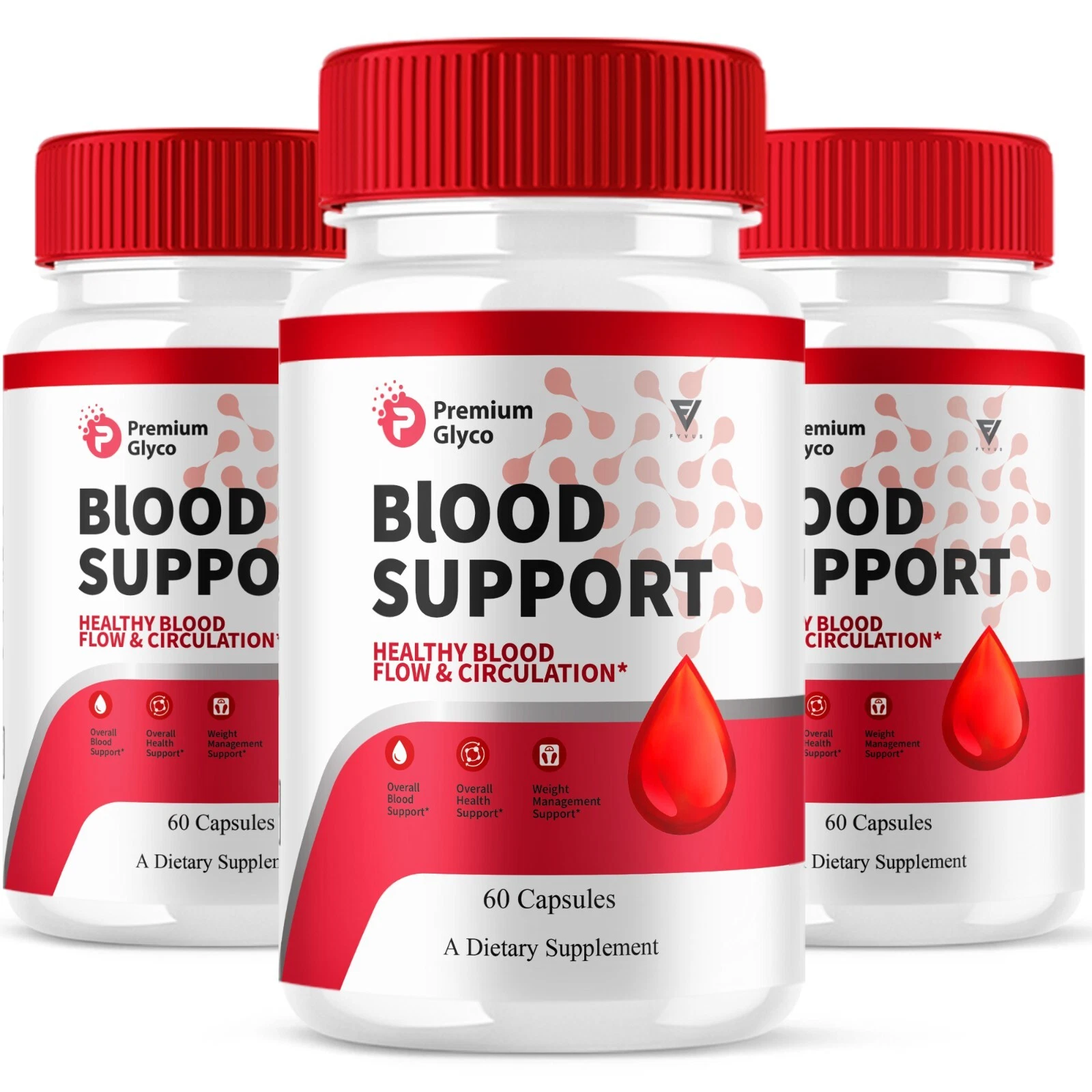 (3 Pack) Premium Glyco Blood Support Supplement, PremiumGlyco (180 Capsules)