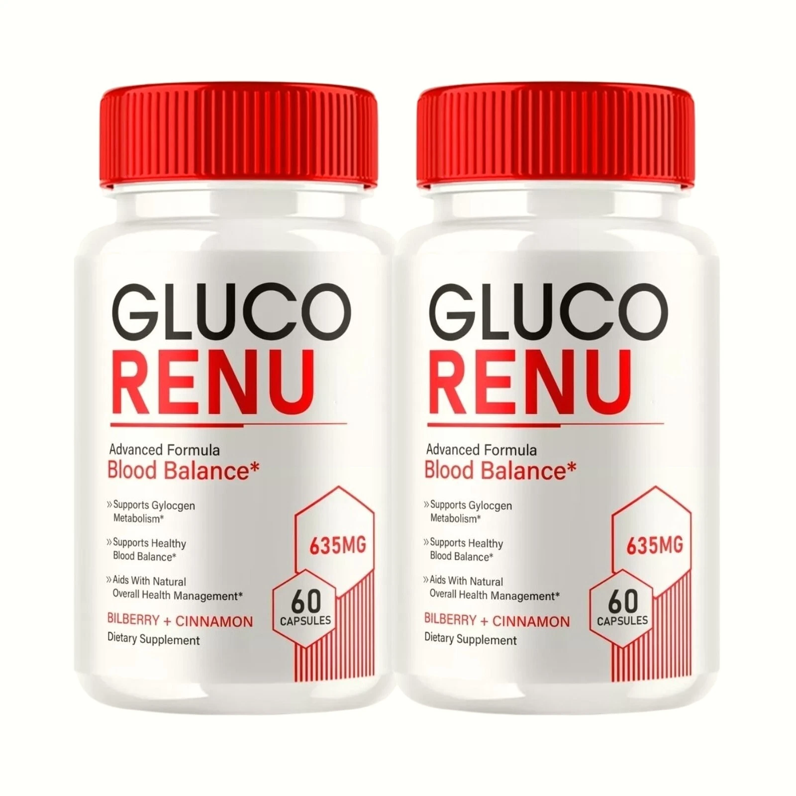 2-Pack Gluco Renu, Glyco Optimizer Blood Balance GlucoRenu Pills - 120 Capsules