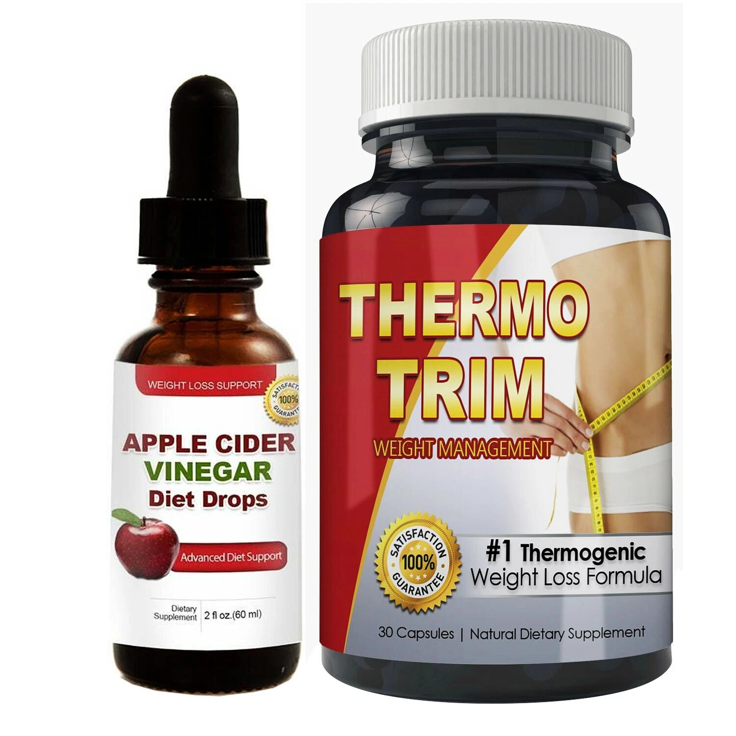 Apple Cider Vinegar Drops & Thermo Trim Thermogenic Weight Loss Capsules Combo