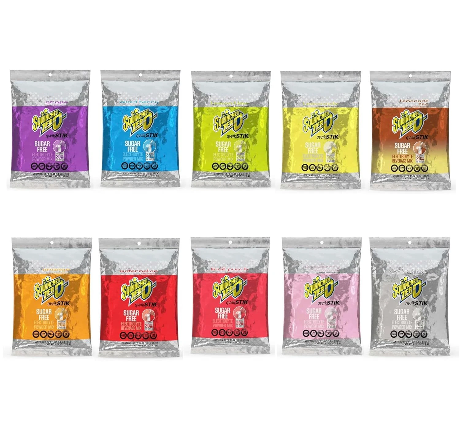 Sqwincher Qwik Stik - 20 uncia hozam nulla cukorpor keverék (50 csomag)