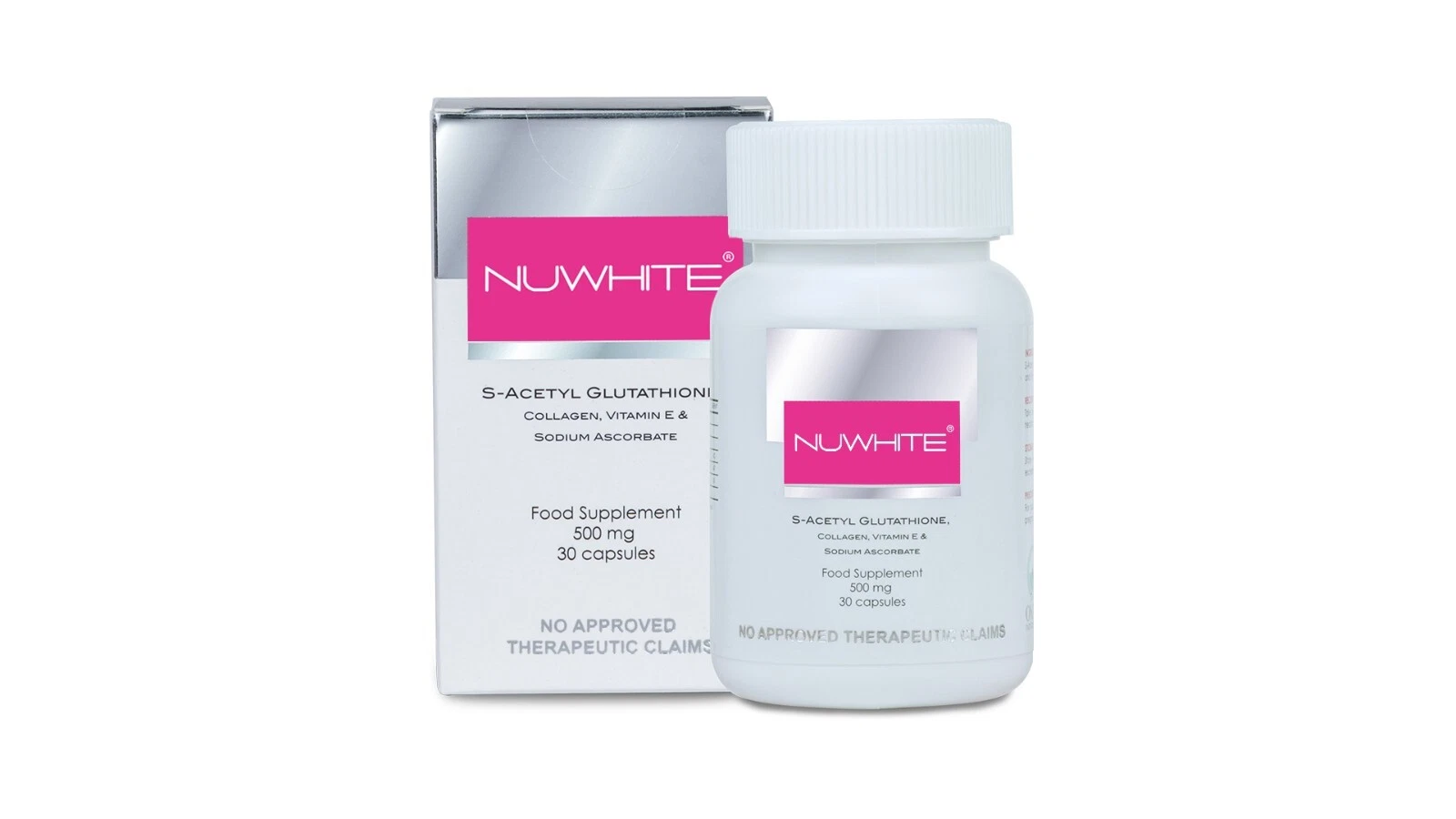 NUWHITE S-Acetyl Gluta+ Collagen +Vit E+Sodium Ascorbate Whitening- 30 Capsules