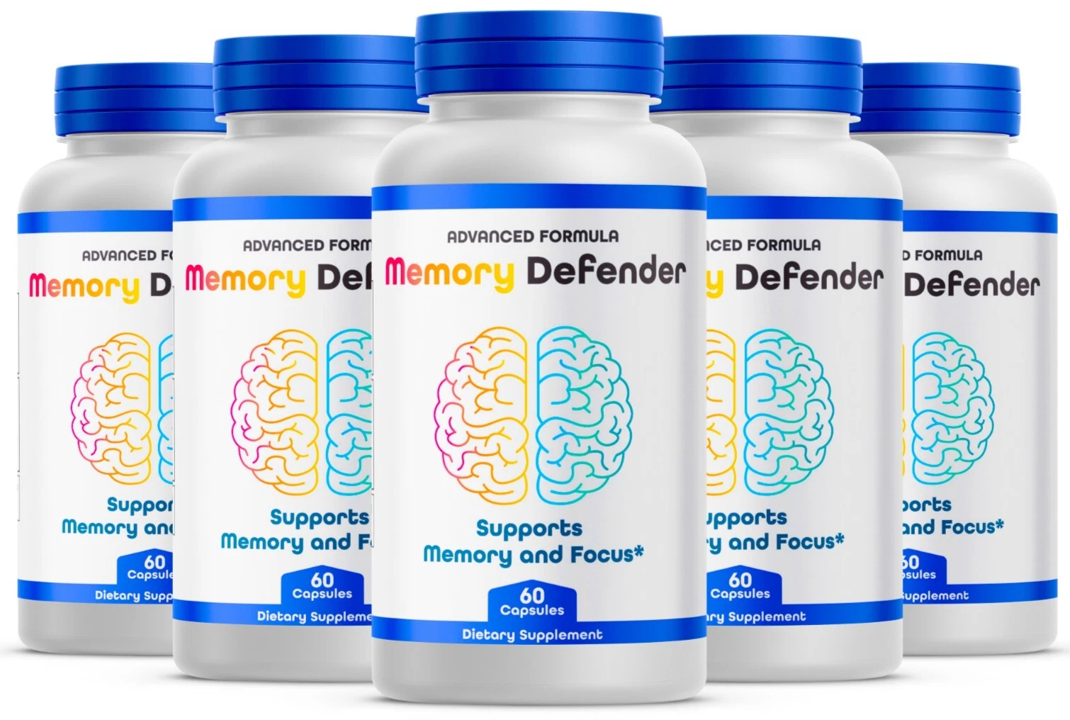 Memory Defender Advanced Brain & Cognitive Health Support (5 Pack 300 Capsules)