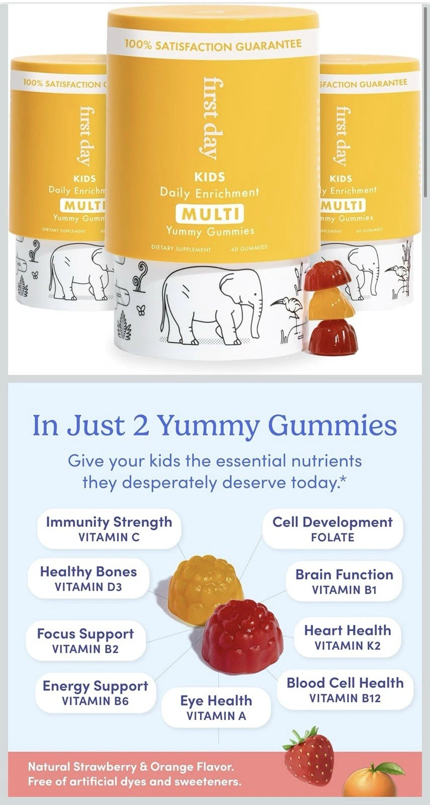 2-FIRST DAY Kids Essential Multivitamin Gummie 60Count X 2