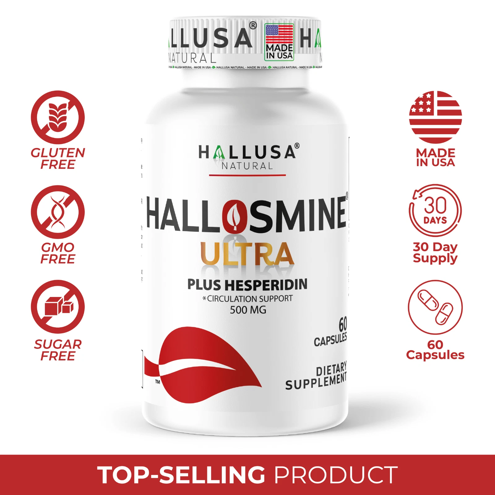Hallosmine ULTRA Diosmin Hesperidin 650mg Leg Circulation & Vein Support 60 Caps
