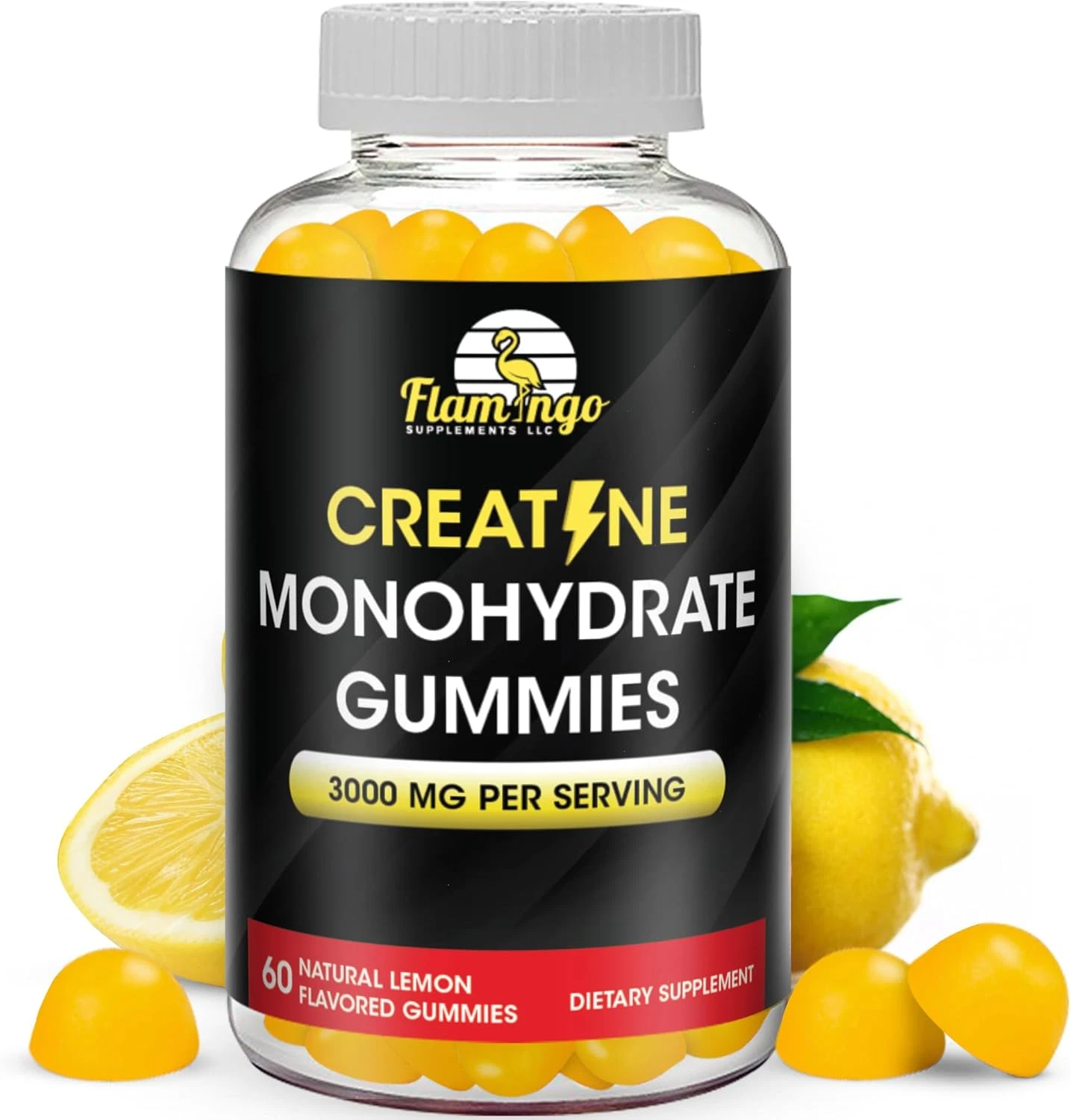 Creatine Gummy Supplement- Lemon Flavored Creatine Monohydrate Pre Workout Chews