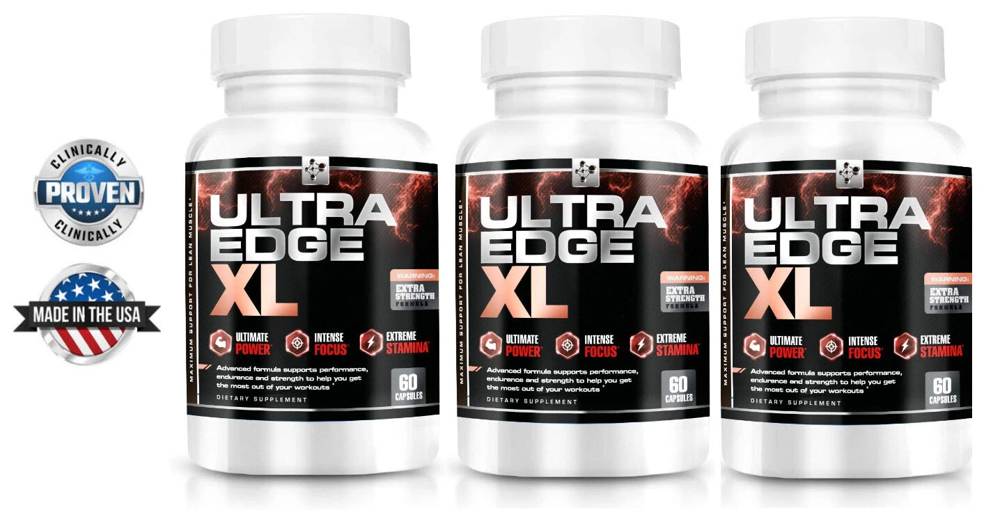 Ultra Edge XL Bottle - Nitric Oxide Booster / Bodybuilding Supplement - ( 3 PK )